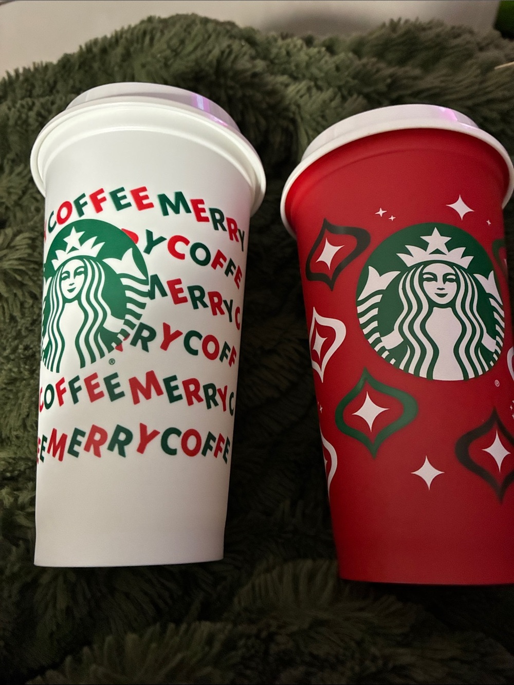 Starbucks Holiday Reusable Cups - Red, White, and Green Festive Set 16 oz New